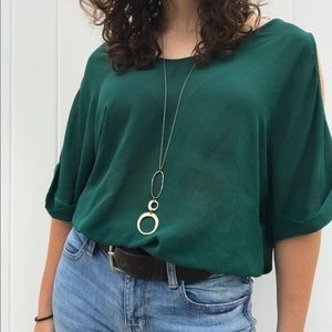 Dark Green Polyester Blouse